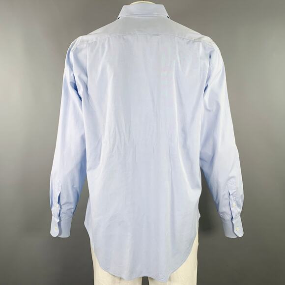 BREUER Size L Blue Cotton One Pocket Long Sleeve Shirt - Picture 3 of 5